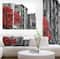 Designart - Red Tree on Black and White New York City Street - Floral Cityscapes Photographic on Wrapped Canvas set